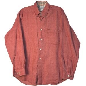 North 44 Button Down Shirt Red Herringbone Long Sleeve Cotton Workwear Casual M